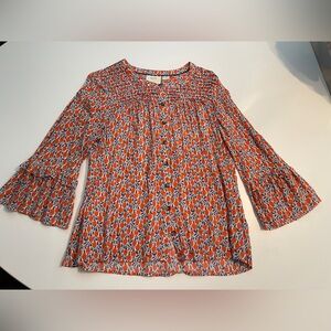 Gorgeous Anthropologie Maeve Rayon Oranges print button-down